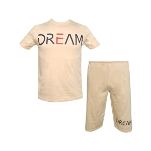 ست تیشرت و شلوارک مردانه طرح Dream کد 1565 رنگ کرم