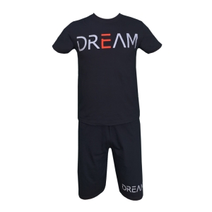ست تیشرت و شلوارک مردانه طرح Dream کد 1565 رنگ مشکی