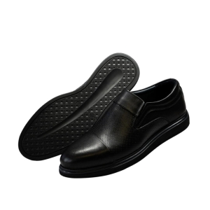 کفش مردانه چرم نعمتی مدل پادا بدون بند مشکی  