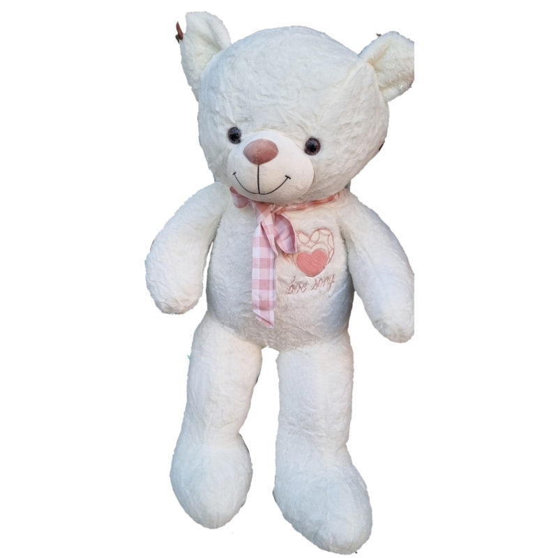 عروسک خرس پولیشی یک متری سفید کف پا قلبی