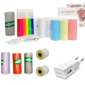 مینی پرینتر حرارتی قابل حمل مدل Tiny X6 به همراه شارژر و 20 عدد رول