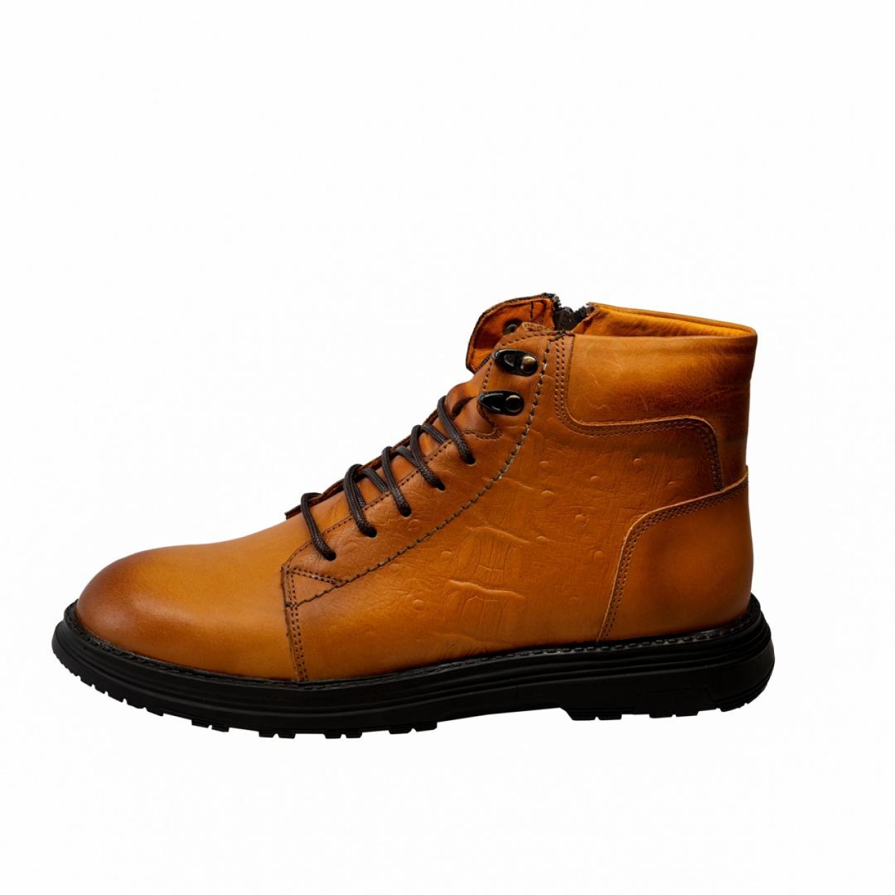 بوت مردانه چرم نعمتی اسپرت مدل t100 بندی عسلی  
