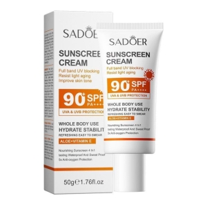 کرم ضد آفتاب سادور Spf 90 مدل آلوورا ویتامین سی وزن ۵۰ گرم