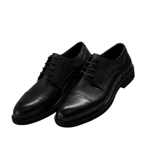 کفش مردانه چرم نعمتی مدل 2020 ناپا بندی مشکی  