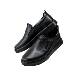 کفش مردانه چرم نعمتی مدل ریلکس بدون بند مشکی  