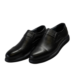 کفش مردانه چرم نعمتی مدل پادا بدون بند مشکی  