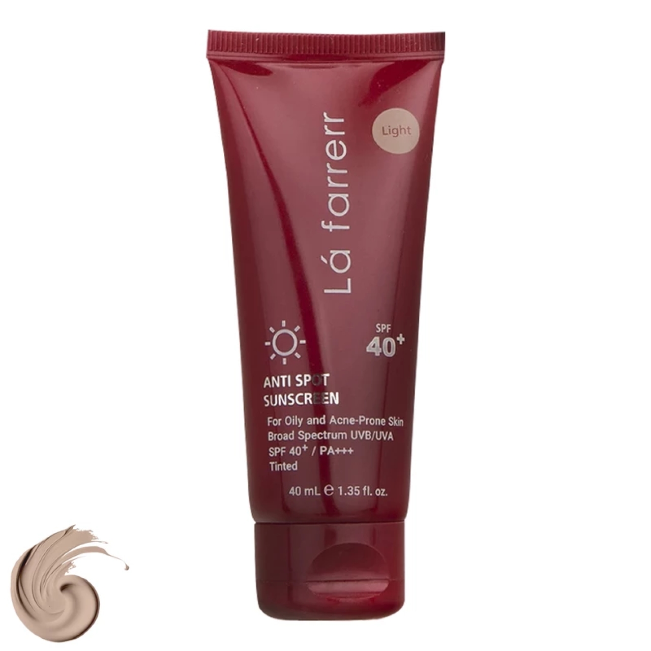 کرم ضدآفتاب و ضدلک رنگی لافارر مدل SPF40-Light مناسب پوست‌های چرب حجم 40 میلی‌لیتر