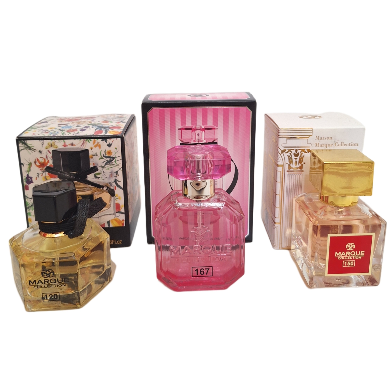 پک اقتصادی سه عددی عطر های زنانه مارکویی کالکشن مدل ویکتوریا سکرت بامبشل , باکارات رژ سفید, گوچی فلورا حجم 25 میل