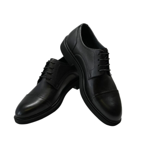 کفش مردانه چرم نعمتی مدل 2020 ناپا بندی مشکی  