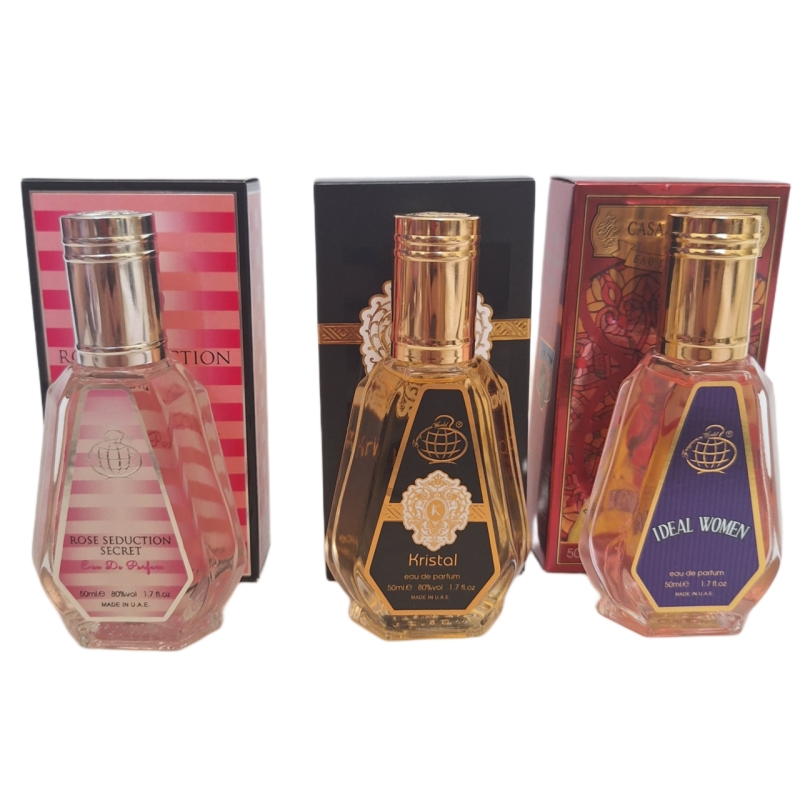 پک اقتصادی سه عددی عطر های زنانه فرگرانس ورد مدل ویکتوریا سکرت بامبشل, تیزیانا ترنزی کیرکه, کازاموراتی بوکت آیدل حجم 50 میل