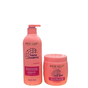 پک شامپو و ماسک نانو رزگلد حجم 1900 میلی لیتر