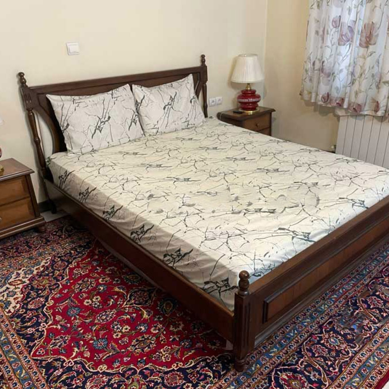 ملحفه کشدار مدل ماربل ۲ نفره ۳ تکه عرض ۱۶۰