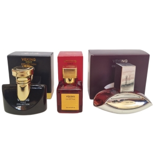 پک اقتصادی سه عددی عطر های زنانه ویکینگ کالکشن مدل باکارات رژ قرمز , جاسمین نویر, ایفوریا زنانه حجم 25 میل