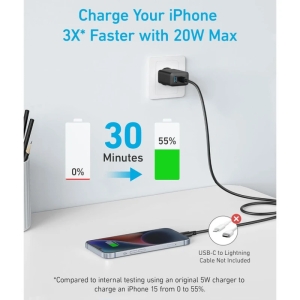 شارژر دیواری 20 وات انکر مدل B2348 به همراه کابل USB-C به طول 1.5 متر