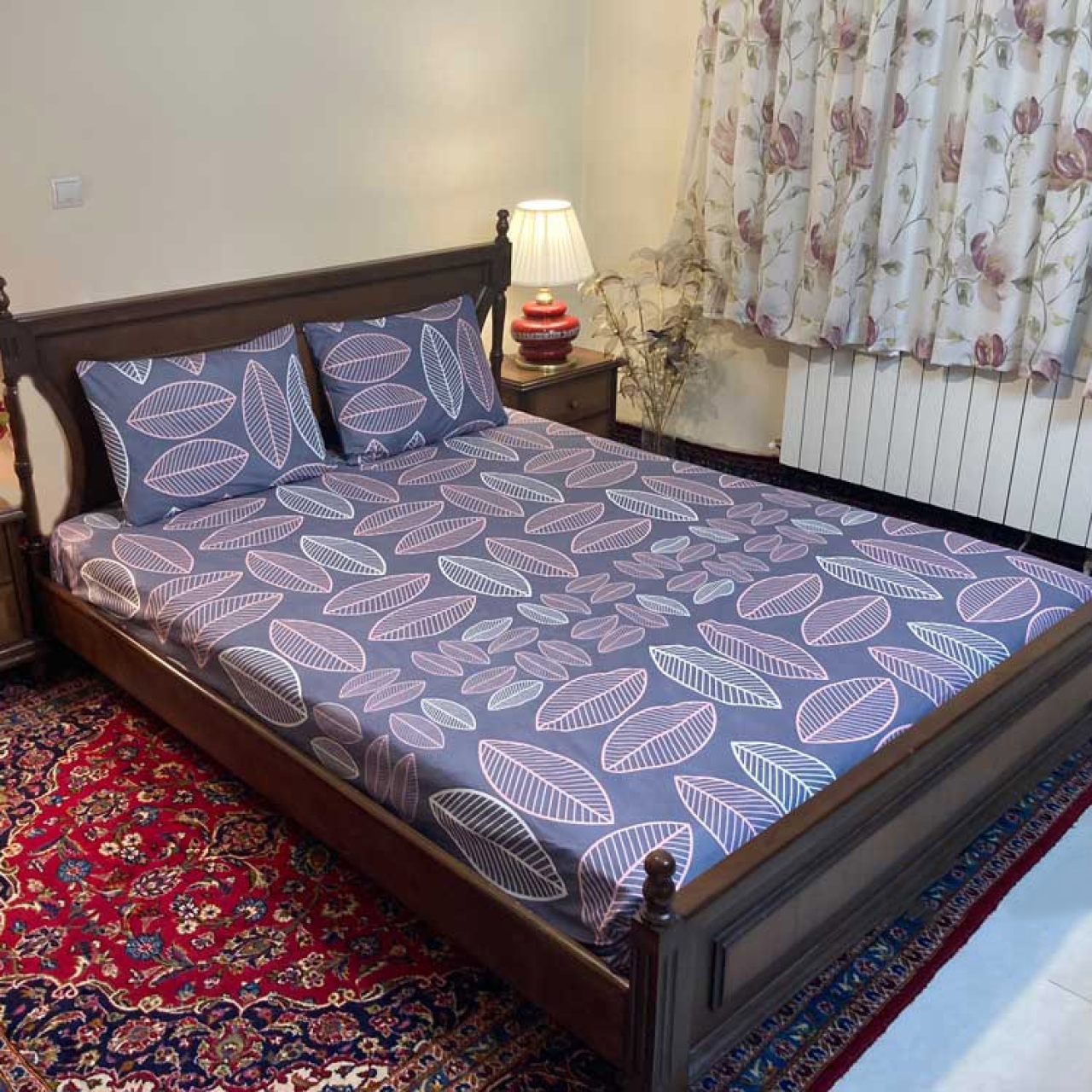 سرویس ملحفه مدل کشدار مدل برگ ماکااو ۲ نفره ۳ تیکه عرض ۱۸۰