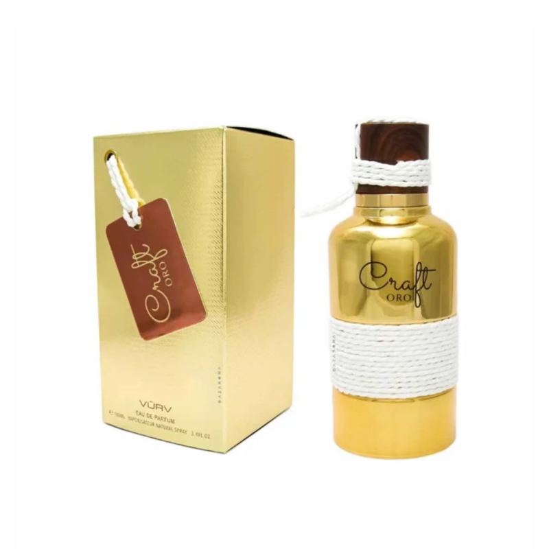 ادکلن زنانه مردانه لطافه مدل کرافت اورو طلایی حجم ۱۰۰ میل