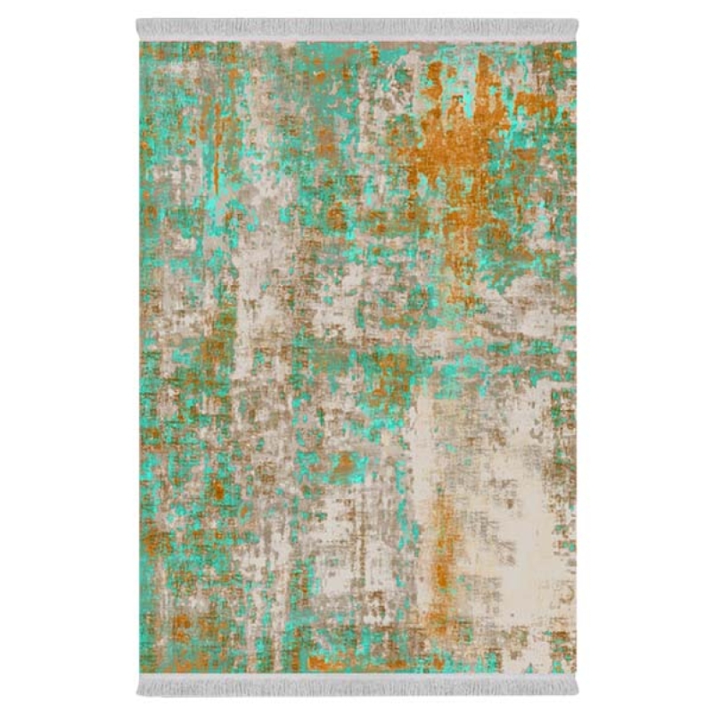 فرش ماشینی 1000 شانه دفه زمینه سبز حاشیه سبز مدل ابریشمنما کد 0640