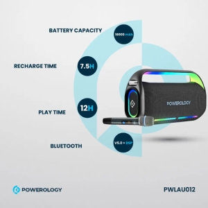  اسپیکر بلوتوثی کارائوکه همراه میکروفون پاورولوژی مدل PWLAU012 