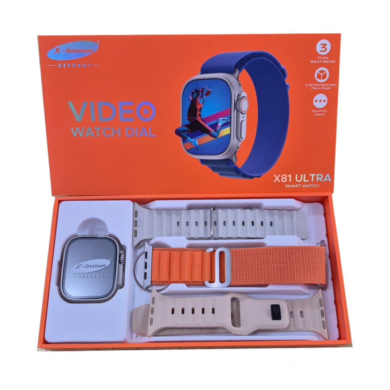 ساعت هوشمند الترا مدل X-inova X81 Ultra با 3 بند ساعت متنوع