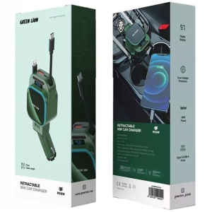  شارژر فندکی فست شارژ ماشین 96 وات USB، Type-C و Lightning گرین لاین مدل GN96WRCCGN 