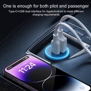  شارژر فندکی فست شارژ ماشین USB و تایپ‌سی 30 وات مومکس مدل UC18 