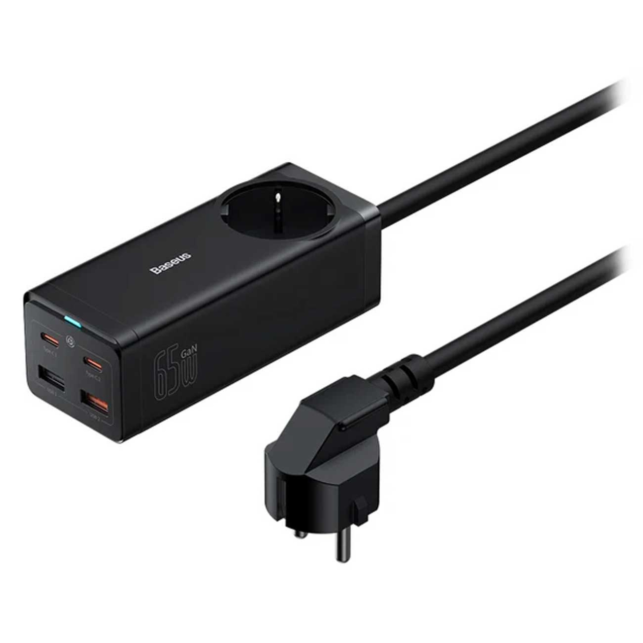  چندراهی برق یک سوکت، دو یو اس بی و دو تایپ سی 65 وات شارژ سریع رومیزی بیسوس مدل CCGAN65-1ACE BS-PSZM000901 