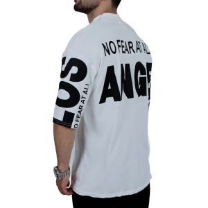 تیشرت آستین کوتاه مردانه سفید طرح LA