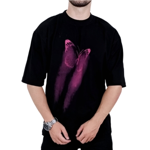 تیشرت آستین کوتاه مردانه مشکی طرح پروانه