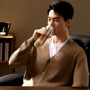  فلاسک شیشه‌ای دو لایه مسافرتی 400 میلی‌لیتری میجیا شیائومی مدل  MJBLB01PL 