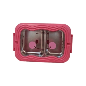 ظرف غذا داخل استیل دو طبقه طرح لبخند مدل ML 6259