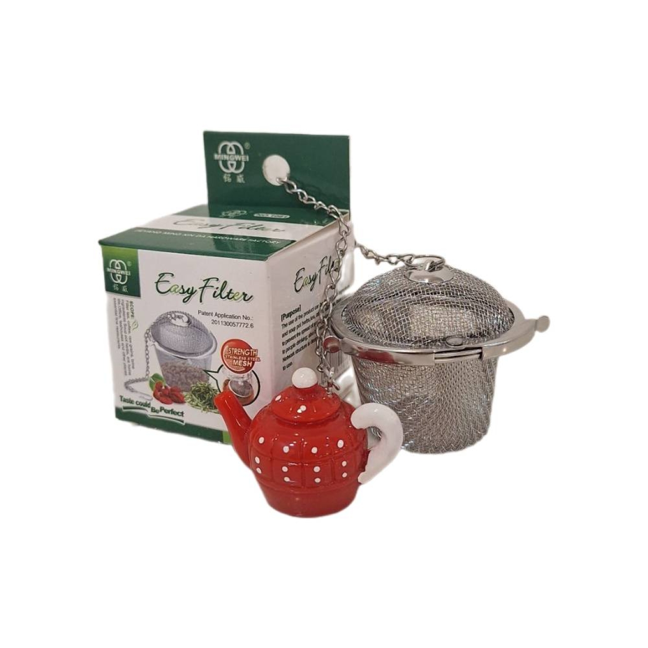 صافی دمنوش زنجیری استیل طرح قوری مدل 1081