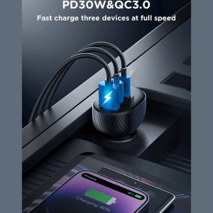  شارژر فندکی فست شارژ ماشین تایپ سی و یو اس بی 30 وات جویروم مدل JR-CCD04 