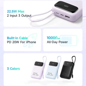  پاوربانک یو اس بی 22.5 وات، تایپ‌سی 20 وات و لایتنینگ 20 وات 10000مک دودو مدل MC-325 