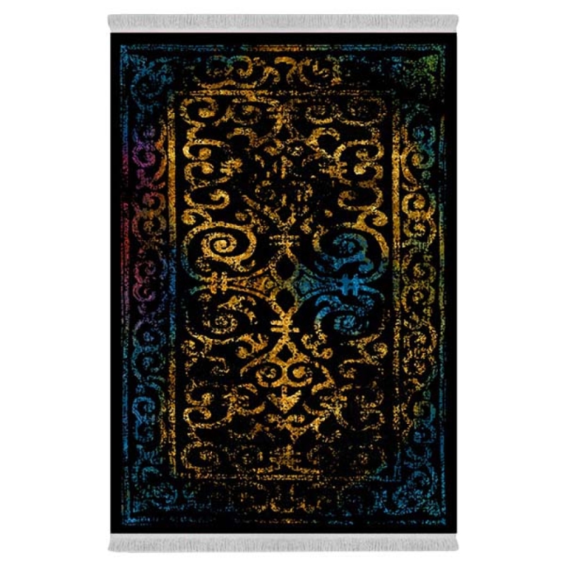 فرش ماشینی 1000 شانه دفه زمینه بنفش حاشیه بنفش مدل ابریشمنما کد 2063