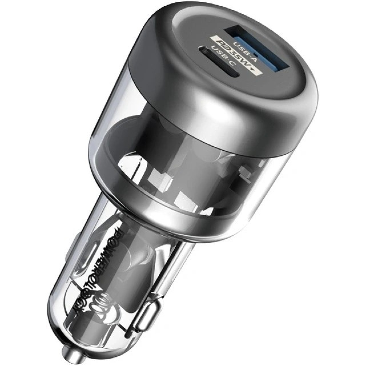  شارژر فندکی فست شارژ ماشین تایپ سی 35 وات طرح شفاف پاورولوژی مدل PCCSR017 