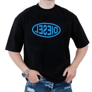 تیشرت آستین کوتاه مردانه مشکی ماکان طرح دیزل