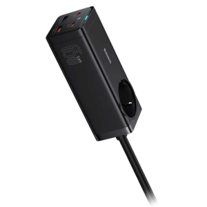  چندراهی برق یک سوکت، دو یو اس بی و دو تایپ سی 65 وات شارژ سریع رومیزی بیسوس مدل CCGAN65-1ACE BS-PSZM000901 