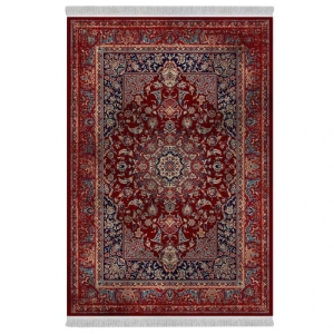 فرش ماشینی 1000 شانه دفه زمینه قرمز حاشیه قرمز مدل ابریشم‌نما کد 3710