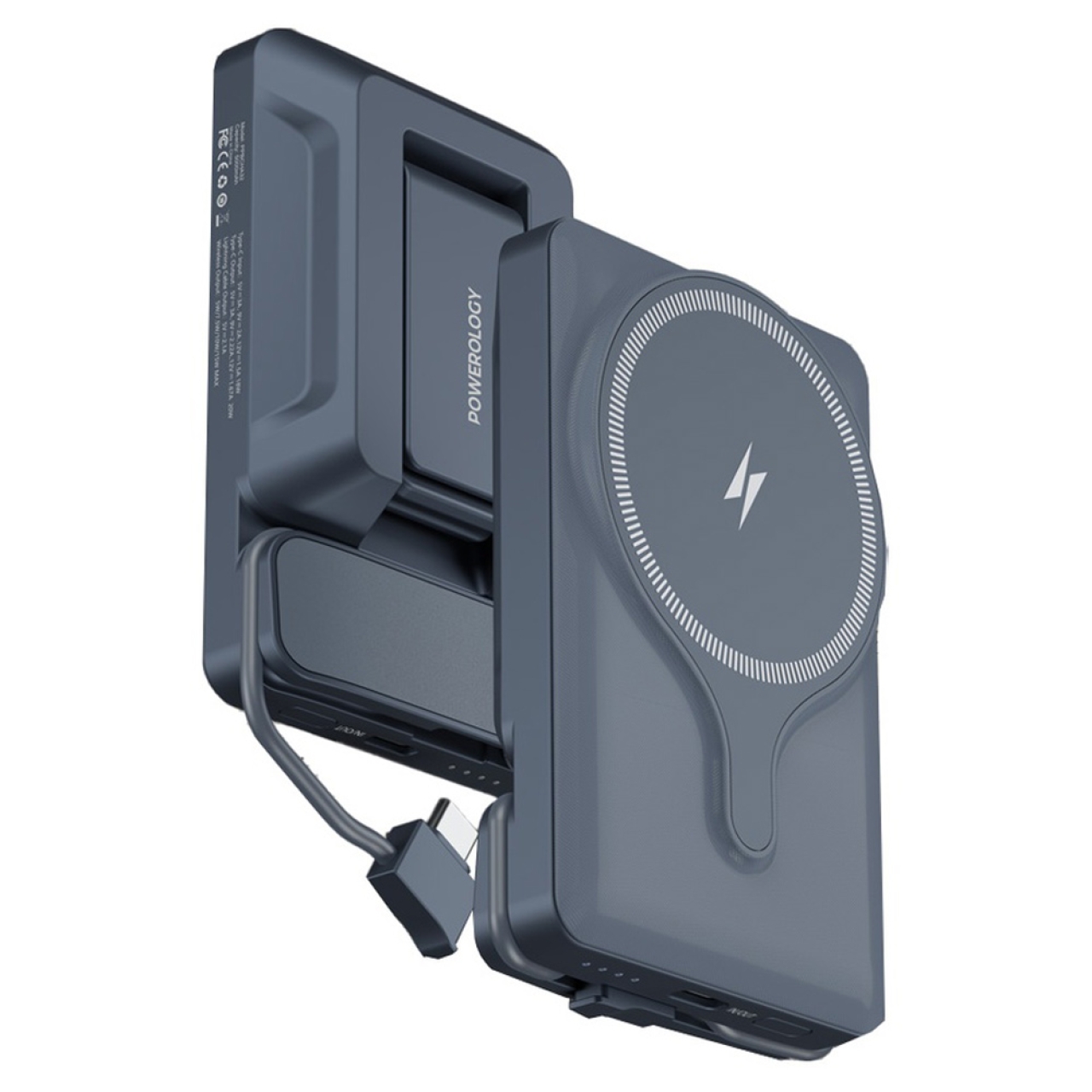  پاوربانک وایرلس 15 وات و تایپ سی 20 وات 5000 با قابلیت اتصال به دریچه کولر ماشین پاورولوژی مدل PPBCHA32 