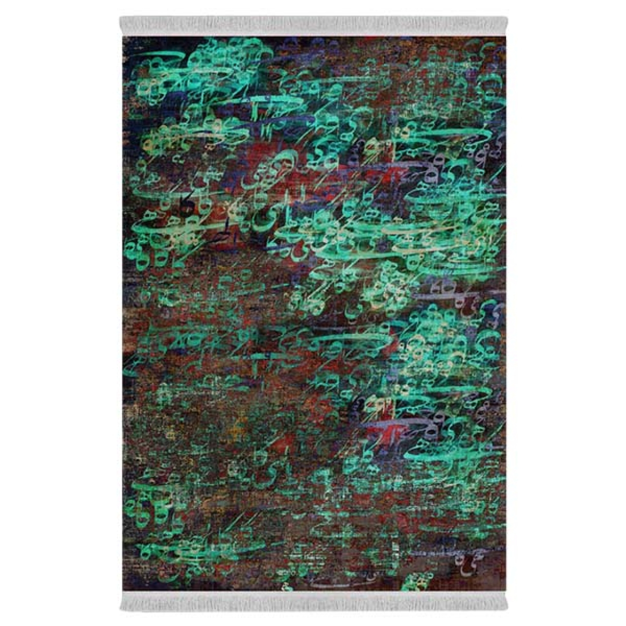 فرش ماشینی 1000 شانه دفه زمینه سبز حاشیه سبز مدل ابریشمنما کد 0651