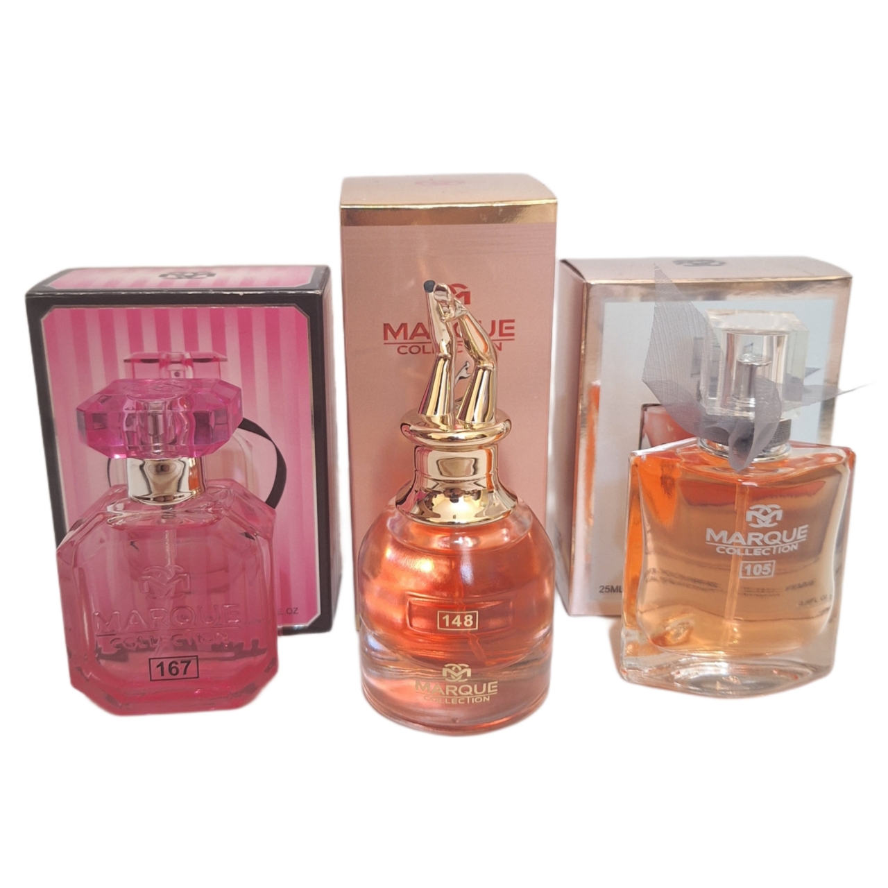 پک اقتصادی سه عددی عطر های زنانه مارکویی کالکشن مدل ویکتوریا سکرت بامبشل, لانکوم لاو, ژان پل گوتیه اسکندل حجم 25 میل
