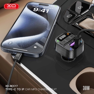  شارژر فندکی فست شارژ ماشین تایپ سی 30 وات و گیرنده بلوتوثی ایکس او مدل BCC17 