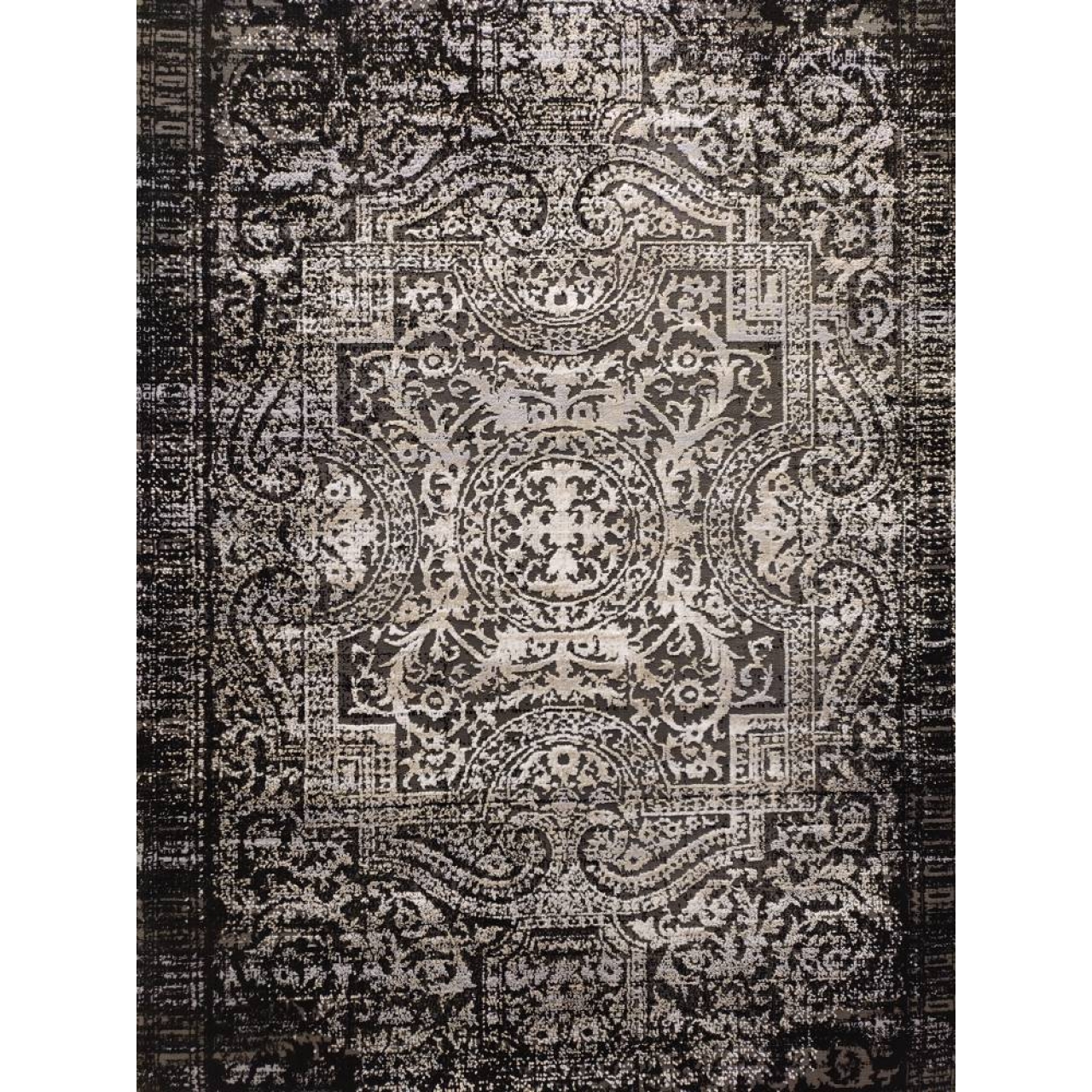 فرش ماشینی سیزان طرح 41947 نقره ای مدرن