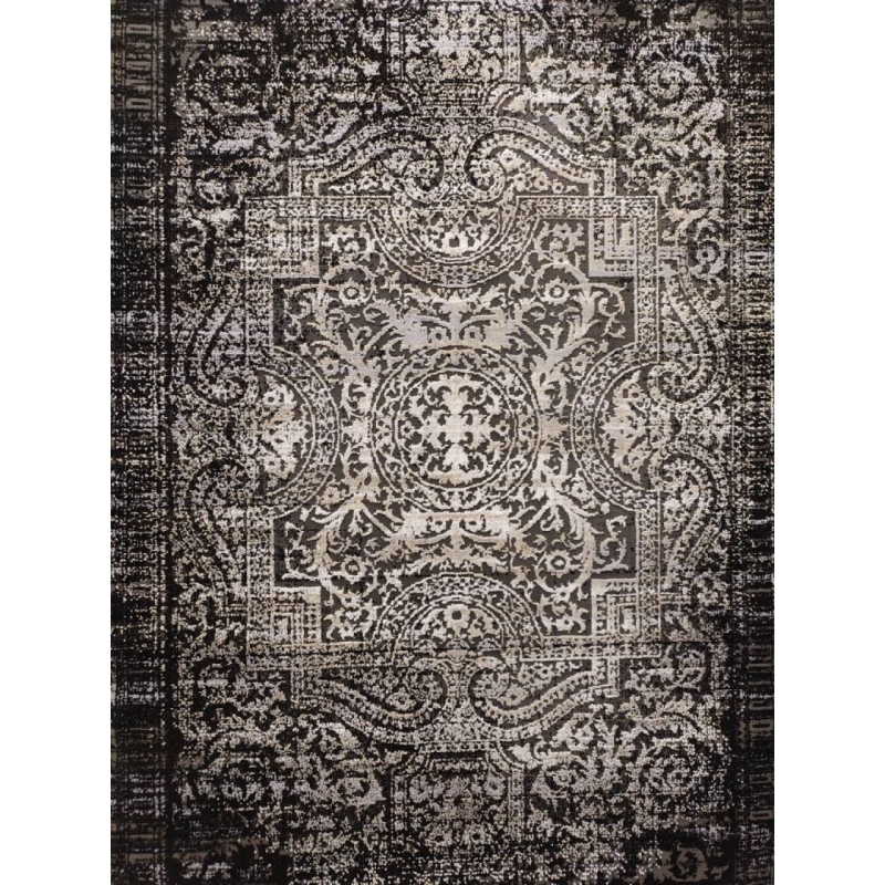 فرش ماشینی سیزان طرح 41947 نقره ای مدرن