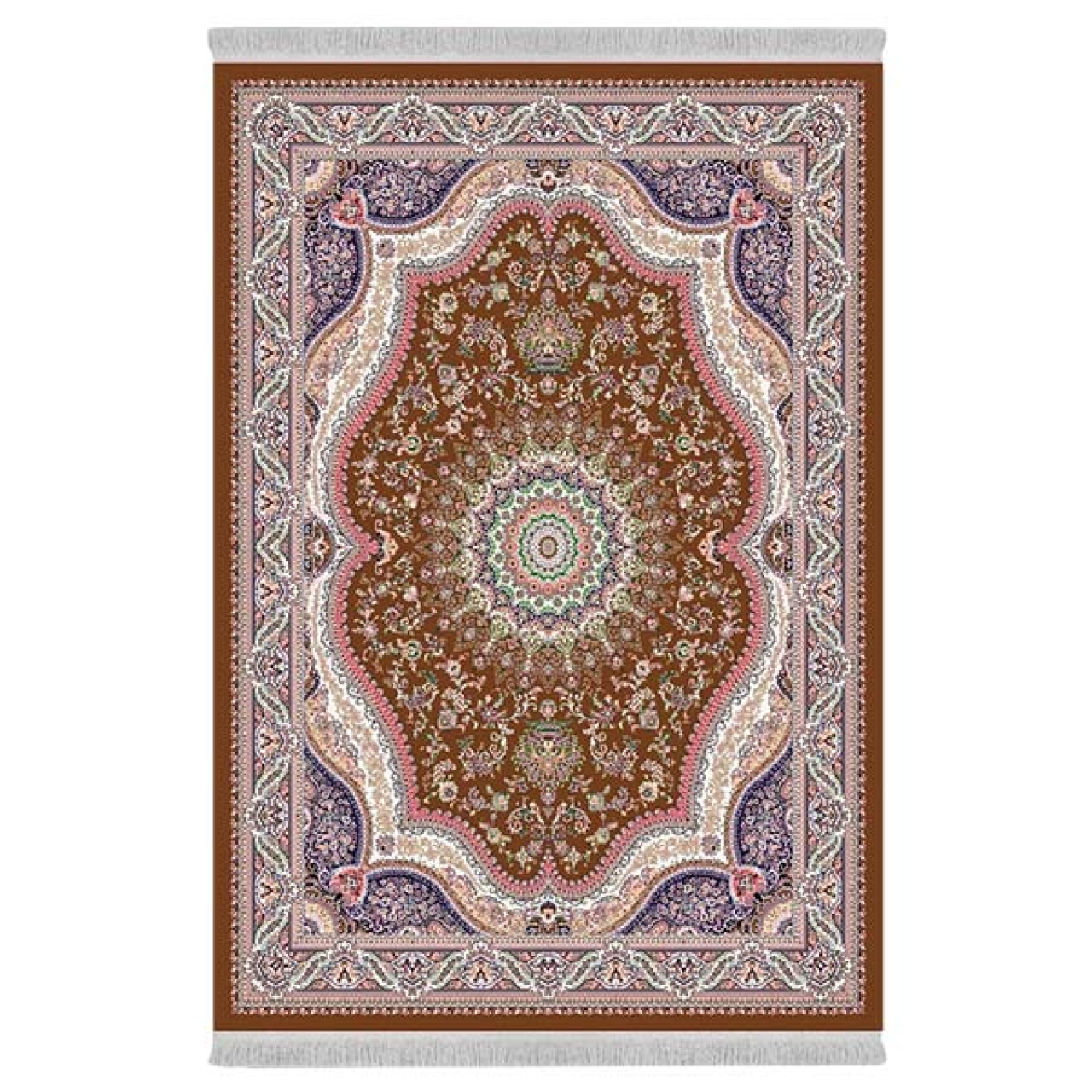 فرش ماشینی 1000 شانه دفه زمینه قرمز حاشیه قرمز مدل ابریشمنما کد 3713