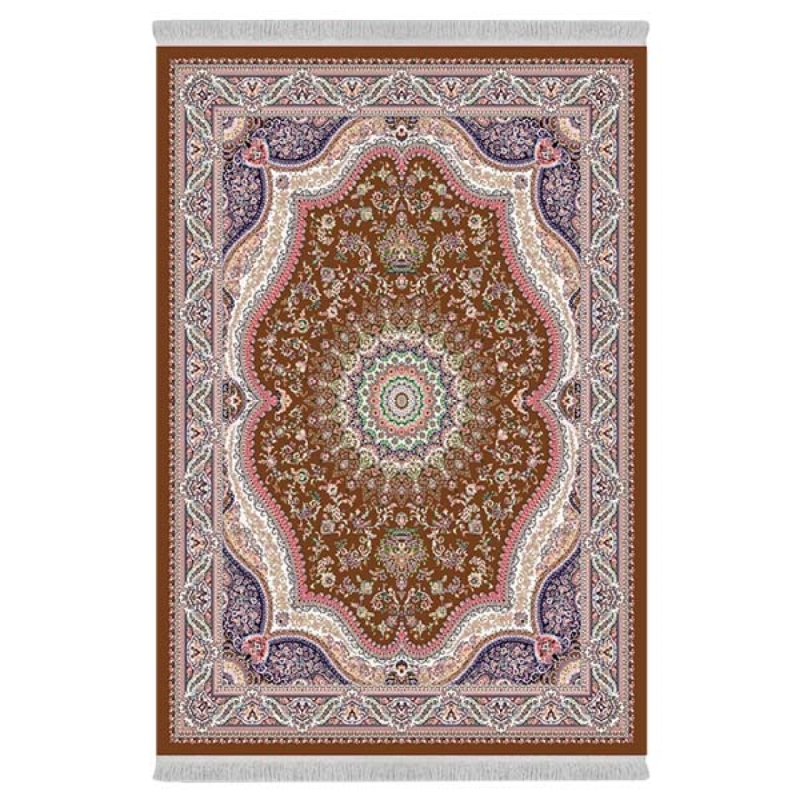 فرش ماشینی 1000 شانه دفه زمینه قرمز حاشیه قرمز مدل ابریشمنما کد 3713