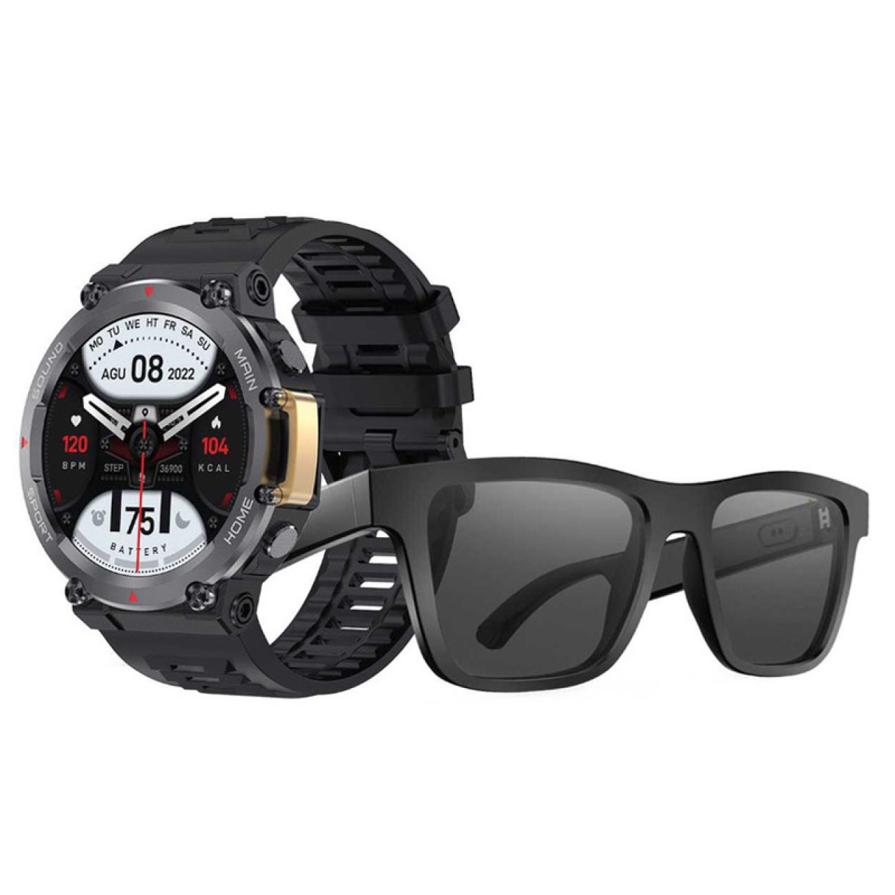  عینک آفتابی صوتی بلوتوثی و ساعت هوشمند گرین مدل GNSMTCOMBOBK 