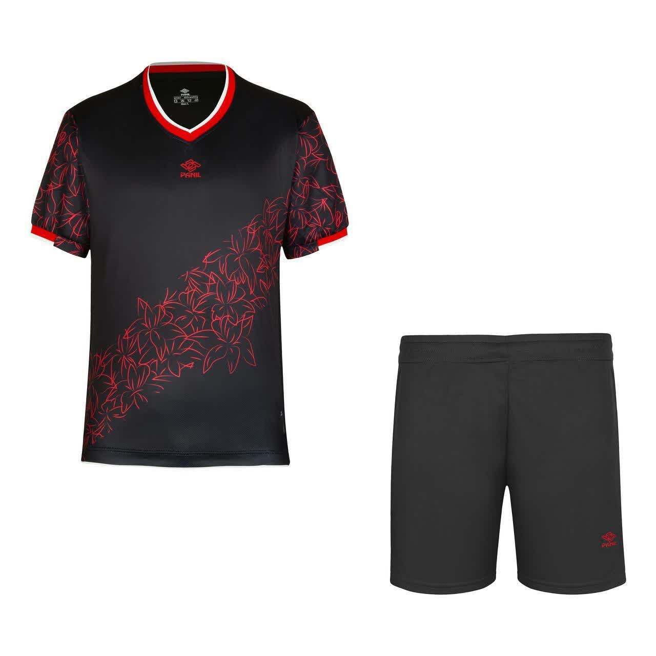 ست تیشرت و شلوارک ورزشی مردانه پانیل مدل 1112 مشکی