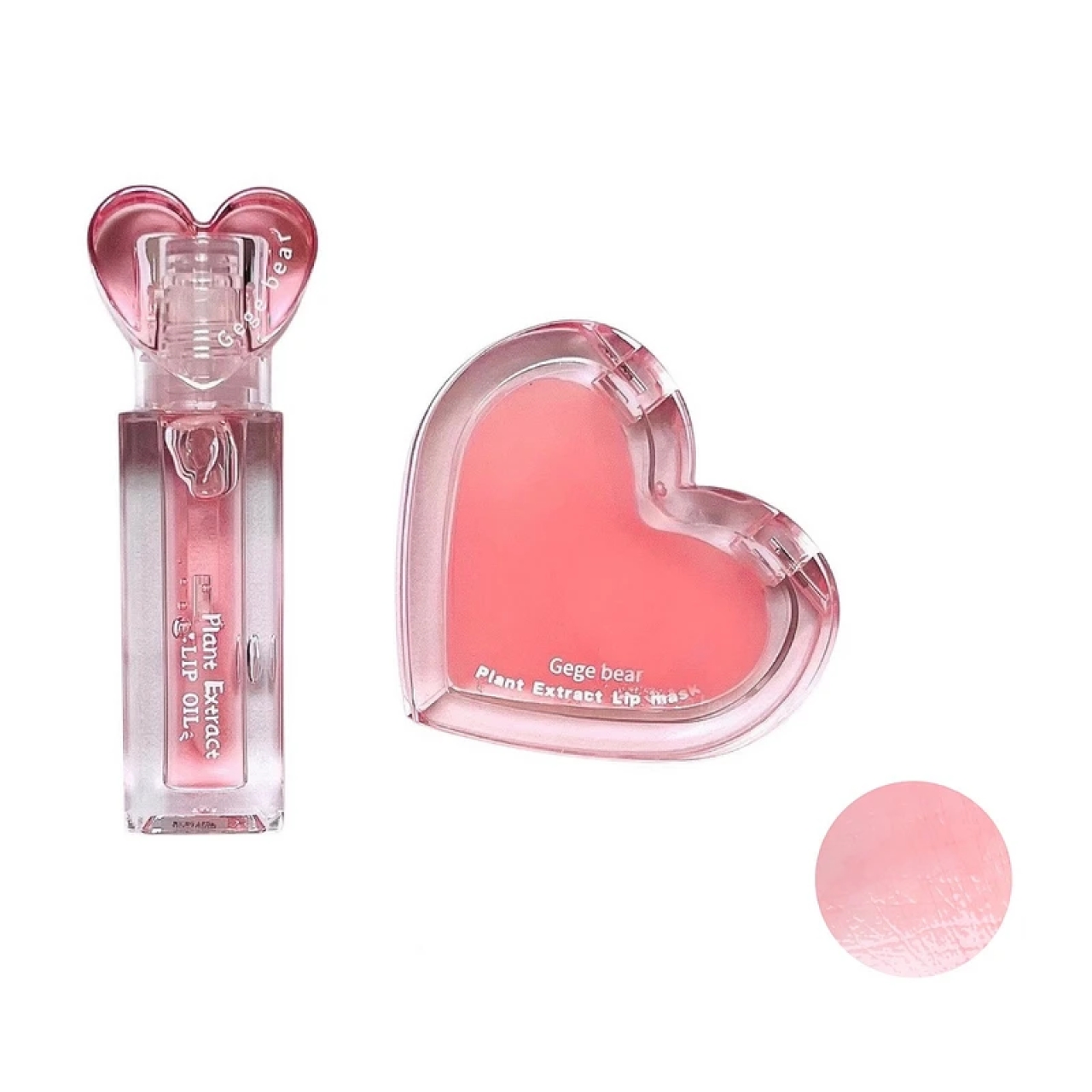 ست لیپ اویل و بالم لب gege bear مدل قلبی صورتی 