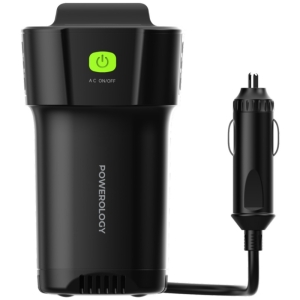  اینورتر و شارژر فندکی فست شارژ ماشین تایپ سی و یو اس بی 150 وات پاورولوژی مدل P150INVBK 